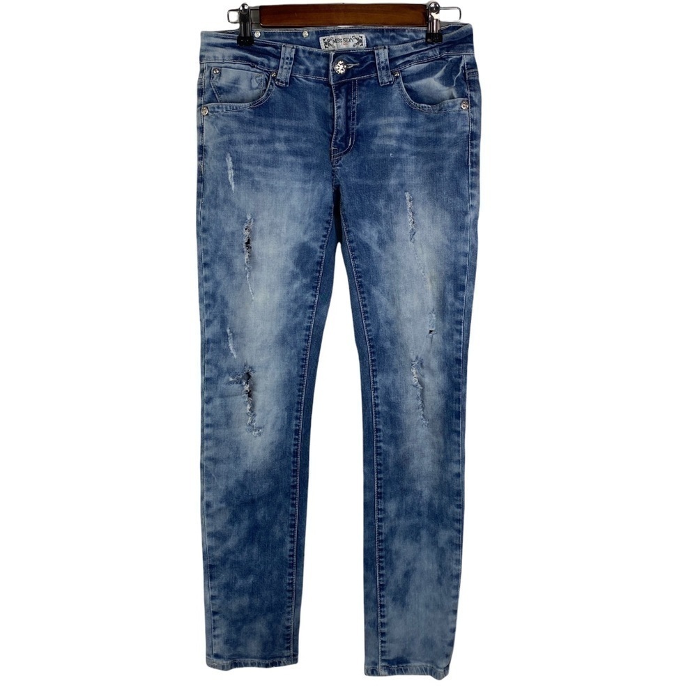 Miss Sexy‎ Jeans Low Rise Distressed Holes Skinny Jeans Women's 8 Medium Blue